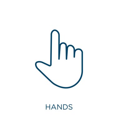 hands icon. Thin linear hands outline icon isolated on white background. Line vector hands sign, symbol for web and mobile