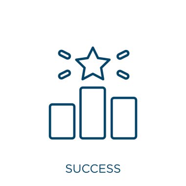 success icon. Thin linear success outline icon isolated on white background. Line vector success sign, symbol for web and mobile