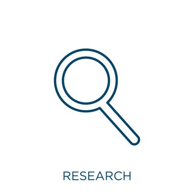 research icon. Thin linear research outline icon isolated on white background. Line vector research sign, symbol for web and mobile