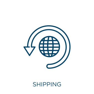 shipping icon. Thin linear shipping outline icon isolated on white background. Line vector shipping sign, symbol for web and mobile
