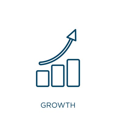 growth icon. Thin linear growth outline icon isolated on white background. Line vector growth sign, symbol for web and mobile