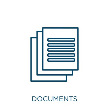 documents icon. Thin linear documents outline icon isolated on white background. Line vector documents sign, symbol for web and mobile