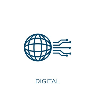 digital icon. Thin linear digital outline icon isolated on white background. Line vector digital sign, symbol for web and mobile