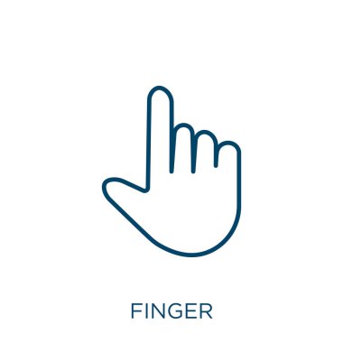 finger icon. Thin linear finger outline icon isolated on white background. Line vector finger sign, symbol for web and mobile