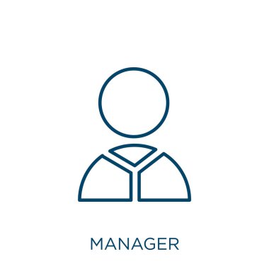 manager icon. Thin linear manager outline icon isolated on white background. Line vector manager sign, symbol for web and mobile