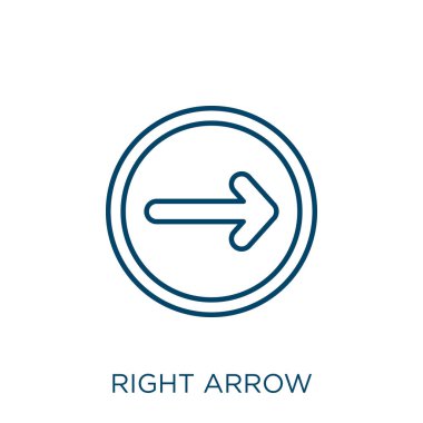 right arrow icon. Thin linear right arrow outline icon isolated on white background. Line vector right arrow sign, symbol for web and mobile