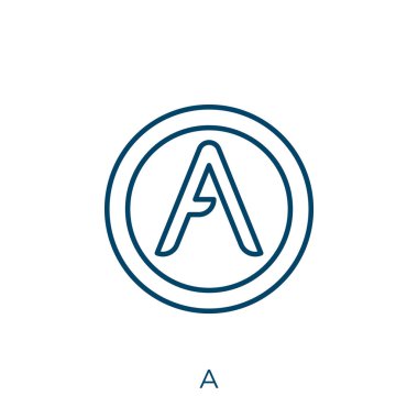 a icon. Thin linear a outline icon isolated on white background. Line vector a sign, symbol for web and mobile