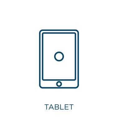 tablet icon. Thin linear tablet outline icon isolated on white background. Line vector tablet sign, symbol for web and mobile