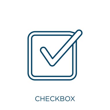 checkbox icon. Thin linear checkbox outline icon isolated on white background. Line vector checkbox sign, symbol for web and mobile