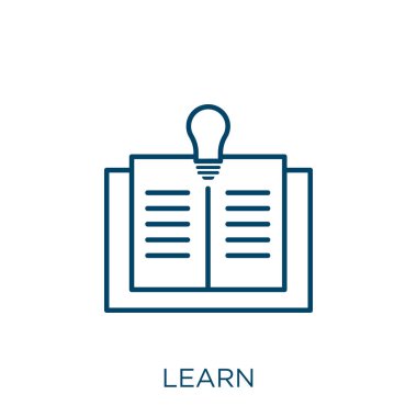 learn icon. Thin linear learn outline icon isolated on white background. Line vector learn sign, symbol for web and mobile