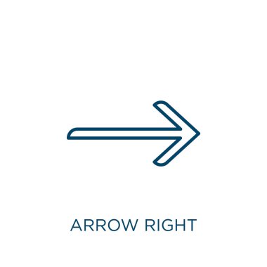 arrow right icon. Thin linear arrow right outline icon isolated on white background. Line vector arrow right sign, symbol for web and mobile