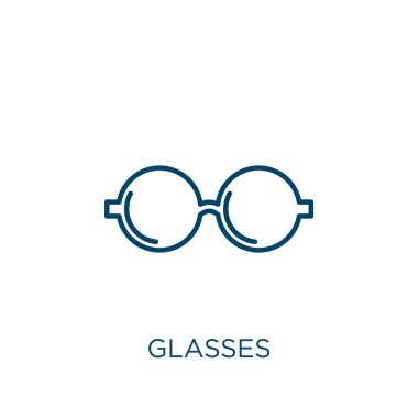 glasses icon. Thin linear glasses outline icon isolated on white background. Line vector glasses sign, symbol for web and mobile