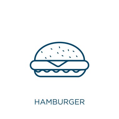 hamburger icon. Thin linear hamburger outline icon isolated on white background. Line vector hamburger sign, symbol for web and mobile