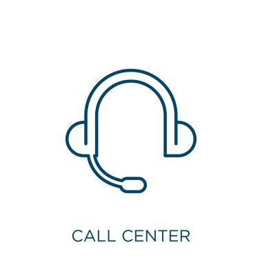 call center icon. Thin linear call center outline icon isolated on white background. Line vector call center sign, symbol for web and mobile