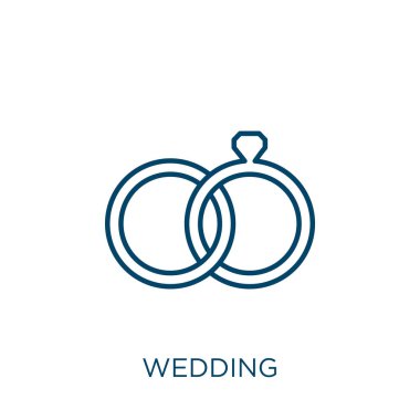 wedding icon. Thin linear wedding outline icon isolated on white background. Line vector wedding sign, symbol for web and mobile