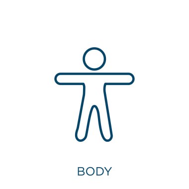 body icon. Thin linear body outline icon isolated on white background. Line vector body sign, symbol for web and mobile