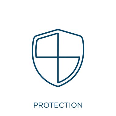 protection icon. Thin linear protection outline icon isolated on white background. Line vector protection sign, symbol for web and mobile