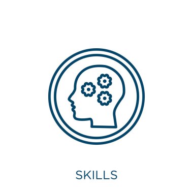 skills icon. Thin linear skills outline icon isolated on white background. Line vector skills sign, symbol for web and mobile