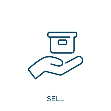 sell icon. Thin linear sell outline icon isolated on white background. Line vector sell sign, symbol for web and mobile