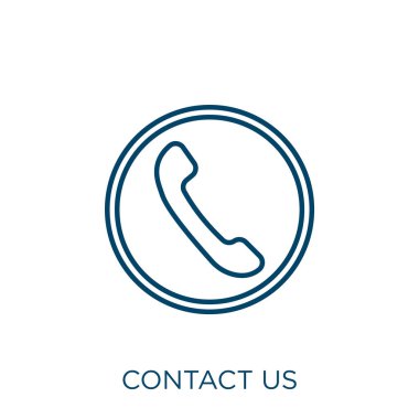 contact us icon. Thin linear contact us outline icon isolated on white background. Line vector contact us sign, symbol for web and mobile