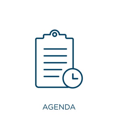 agenda icon. Thin linear agenda outline icon isolated on white background. Line vector agenda sign, symbol for web and mobile