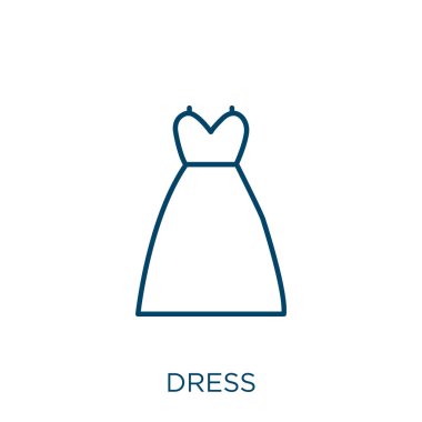 dress icon. Thin linear dress outline icon isolated on white background. Line vector dress sign, symbol for web and mobile