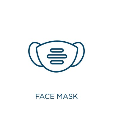 face mask icon. Thin linear face mask outline icon isolated on white background. Line vector face mask sign, symbol for web and mobile