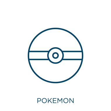 pokemon icon. Thin linear pokemon outline icon isolated on white background. Line vector pokemon sign, symbol for web and mobile