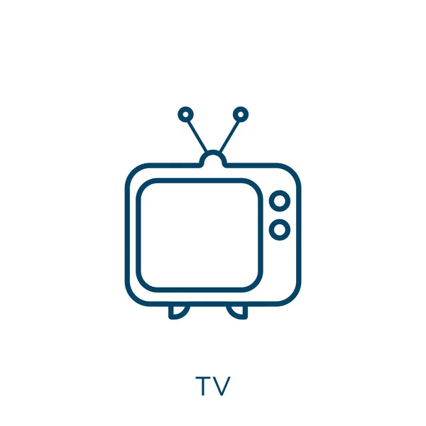 tv icon. Thin linear tv outline icon isolated on white background. Line vector tv sign, symbol for web and mobile