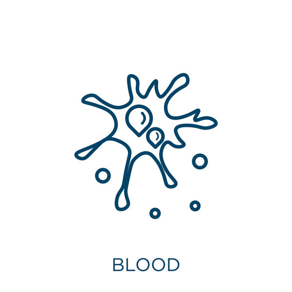 blood icon. Thin linear blood outline icon isolated on white background. Line vector blood sign, symbol for web and mobile