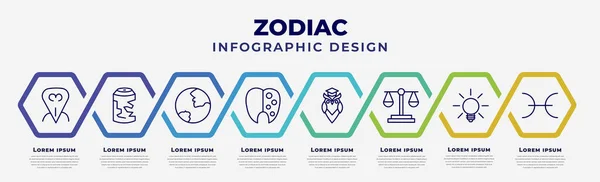 Vector Infographic Design Template Icons Options Steps Infographic Zodiac Concept — Vetor de Stock