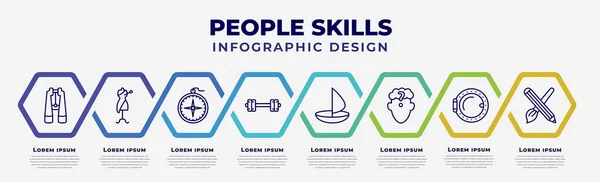 Vector Infographic Design Template Icons Options Steps Infographic People Skills — Stockvektor