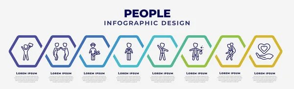 Vector Infographic Design Template Icons Options Steps Infographic People Concept — стоковый вектор