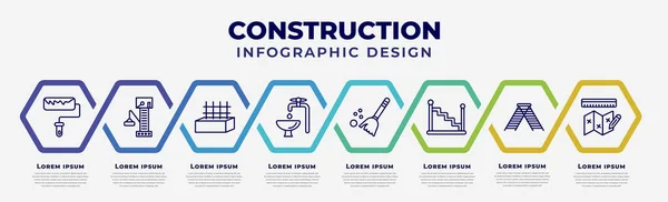 Vector Infographic Design Template Icons Options Steps Infographic Construction Concept — Stock Vector