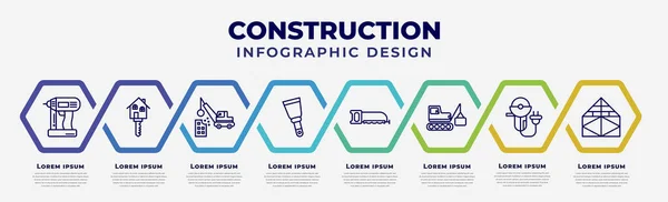 Vector Infographic Design Template Icons Options Steps Infographic Construction Concept — Stock Vector