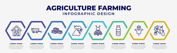 Vector Infographic Design Template Icons Options Steps Infographic Agriculture Farming — Archivo Imágenes Vectoriales