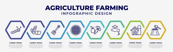Vector Infographic Design Template Icons Options Steps Infographic Agriculture Farming — Archivo Imágenes Vectoriales