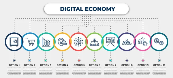 Vector Infographic Template Icons Options Steps Infographic Digital Economy Concept — Stock vektor