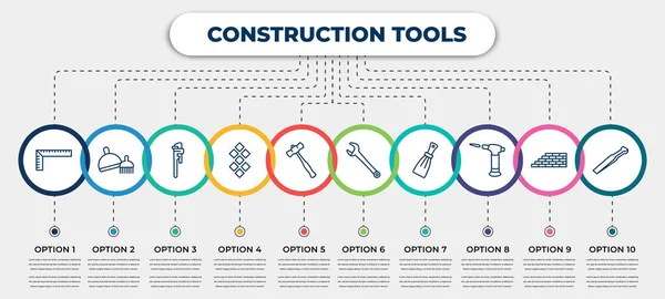 Векторный Инфографический Шаблон Иконками Опциями Шагами Инфографика Концепции Строительных Инструментов — стоковый вектор