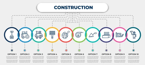 Векторный Инфографический Шаблон Иконками Опциями Шагами Инфографика Концепции Строительства Включая — стоковый вектор