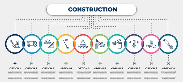 Wektorowy Szablon Infograficzny Ikonami Opcjami Lub Krokami Infografika Koncepcji Budowlanej — Wektor stockowy