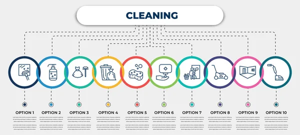 Vector Infographic Template Icons Options Steps Infographic Cleaning Concept Included — Stock Vector