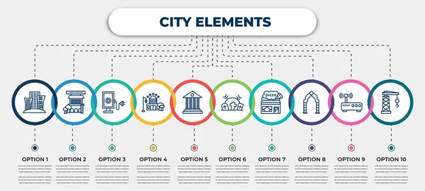Vector Infographic Template Icons Options Steps Infographic City Elements Concept — Stock Vector