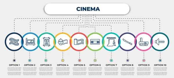 Vector Infographic Template Icons Options Steps Infographic Cinema Concept Included — Stock Vector
