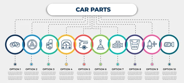 Vector Infographic Template Icons Options Steps Infographic Car Parts Concept — Stock Vector