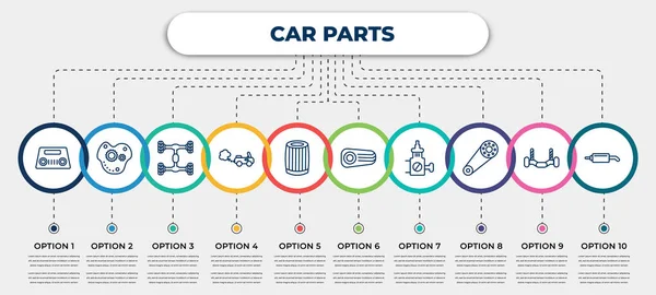 Vector Infographic Template Icons Options Steps Infographic Car Parts Concept — Stock Vector