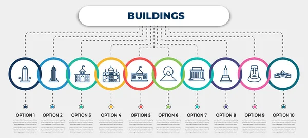 Vector Infographic Template Icons Options Steps Infographic Buildings Concept Included — Stock Vector