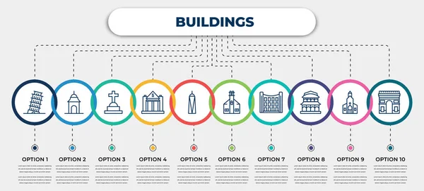 Vector Infographic Template Icons Options Steps Infographic Buildings Concept Included — Stock Vector