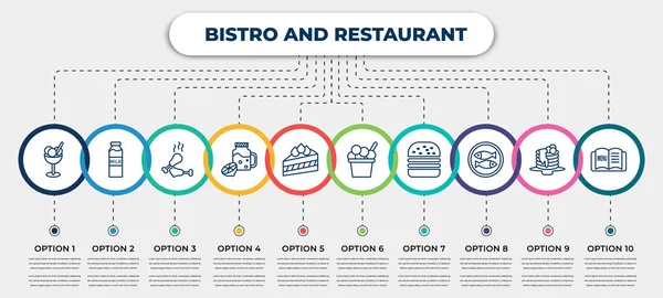 Vector Infographic Template Icons Options Steps Infographic Bistro Restaurant Concept — стоковый вектор