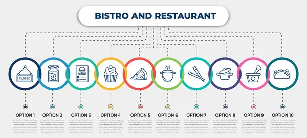 Vector Infographic Template Icons Options Steps Infographic Bistro Restaurant Concept — Vector de stock